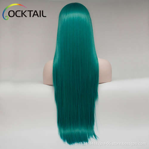 High temperature fiber purple green blue colour synthetic wig